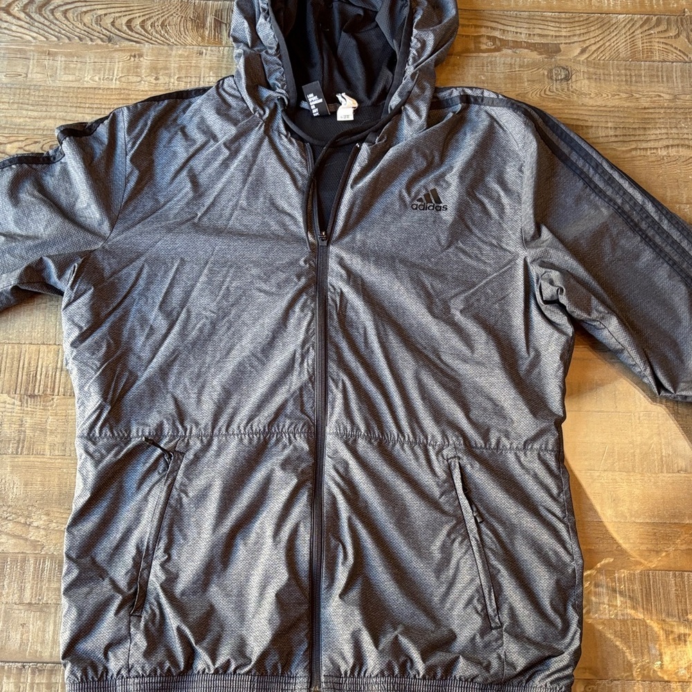 Adidas Men's Charcoal Windbreaker track Jacket